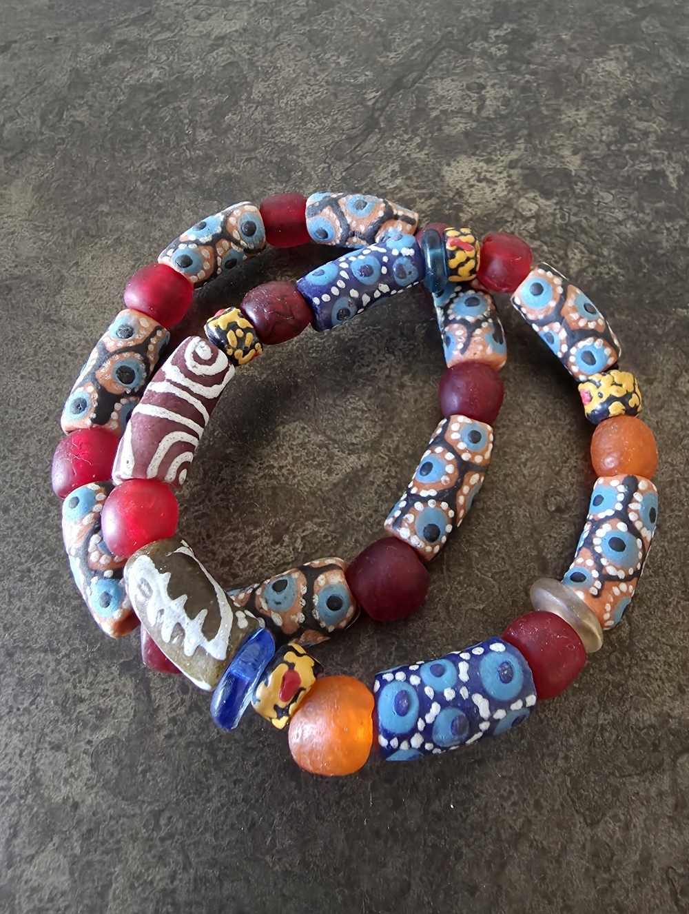 Set Of 2 Chunky Handmade Beaded Bracelets